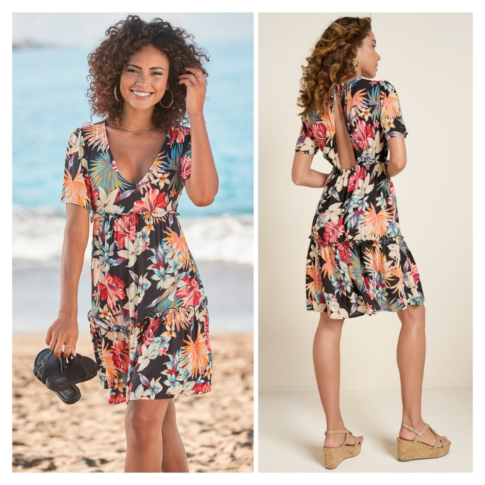 Venus Floral Babydoll Mini Dress Size 2X